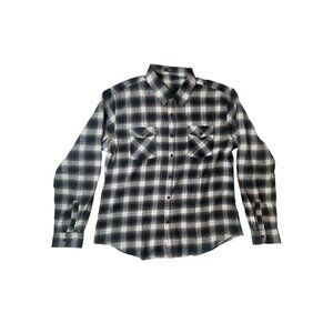 Men's Brown Plaid Button Up Long Sleeve Shirt Sz XXL